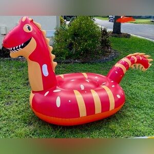 Pomeat Giant Red Inflatable Dinosaur Pool Float